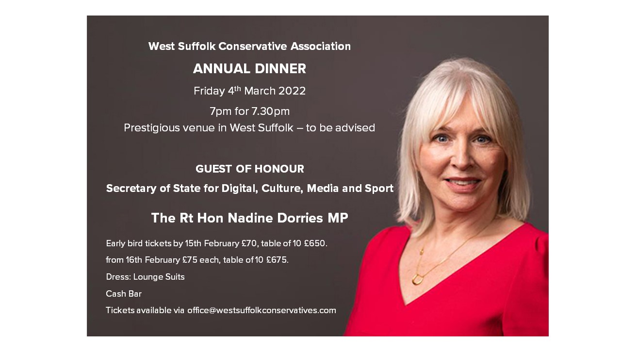 Annual Dinner with the Rt Hon Nadine Dorries MP